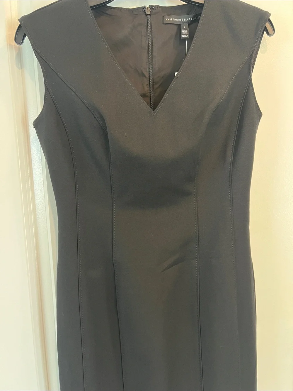 NWT White House Black Market Black V-Neck Sheath Dress - Picture 2 of 7